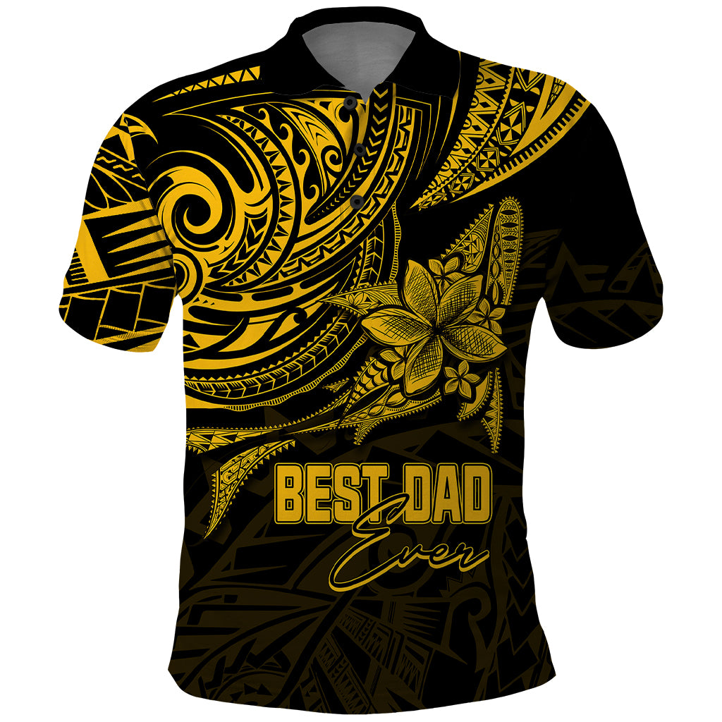 Custom Fathers Day Polynesian Polo Shirt Best Dad Ever Gold - Wonder Print Shop