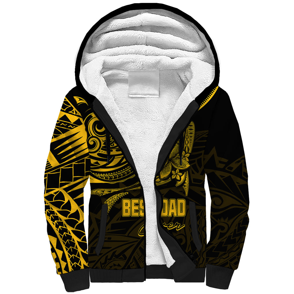 Personalised Father's Day Polynesian Sherpa Hoodie Best Dad Ever - Gold - Wonder Print Shop