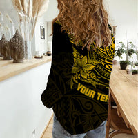 Personalised Father's Day Polynesian Women Casual Shirt Best Dad Ever - Gold - Wonder Print Shop