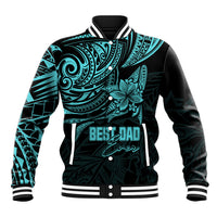 Personalised Father's Day Polynesian Baseball Jacket Best Dad Ever - Turquoise LT7 - Wonder Print Shop