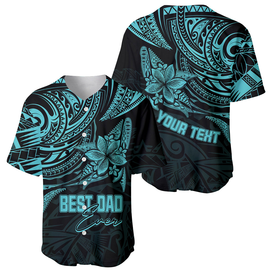 Personalised Father's Day Polynesian Baseball Jersey Best Dad Ever - Turquoise LT7 - Wonder Print Shop