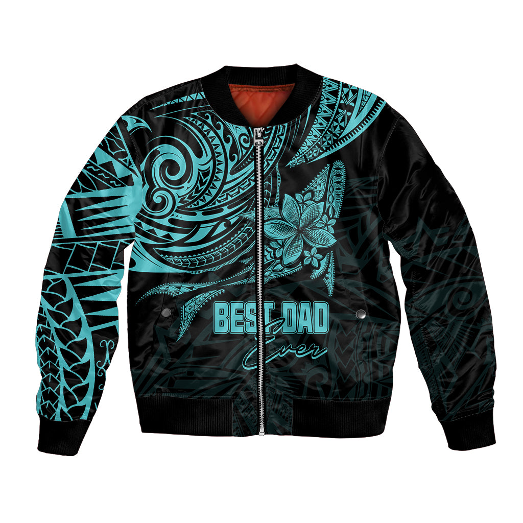 Personalised Father's Day Polynesian Bomber Jacket Best Dad Ever - Turquoise LT7 - Wonder Print Shop