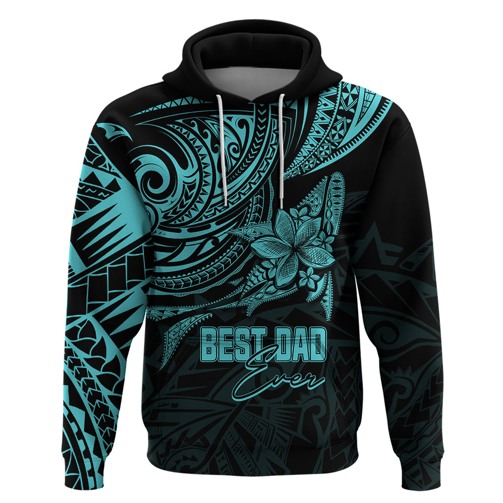 Personalised Father's Day Polynesian Hoodie Best Dad Ever - Turquoise - Wonder Print Shop