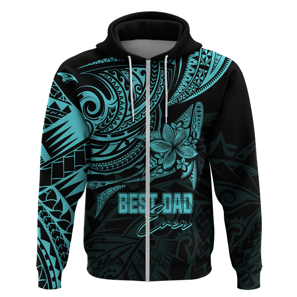 Personalised Father's Day Polynesian Hoodie Best Dad Ever - Turquoise - Wonder Print Shop