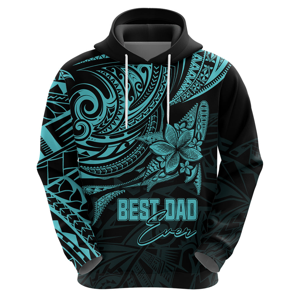 Personalised Father's Day Polynesian Hoodie Best Dad Ever - Turquoise - Wonder Print Shop