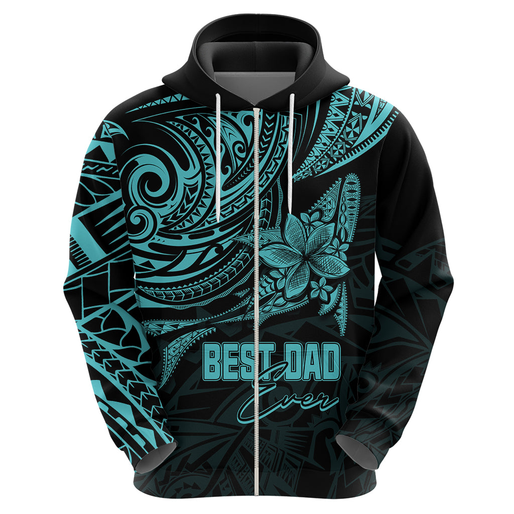 Personalised Father's Day Polynesian Hoodie Best Dad Ever - Turquoise - Wonder Print Shop