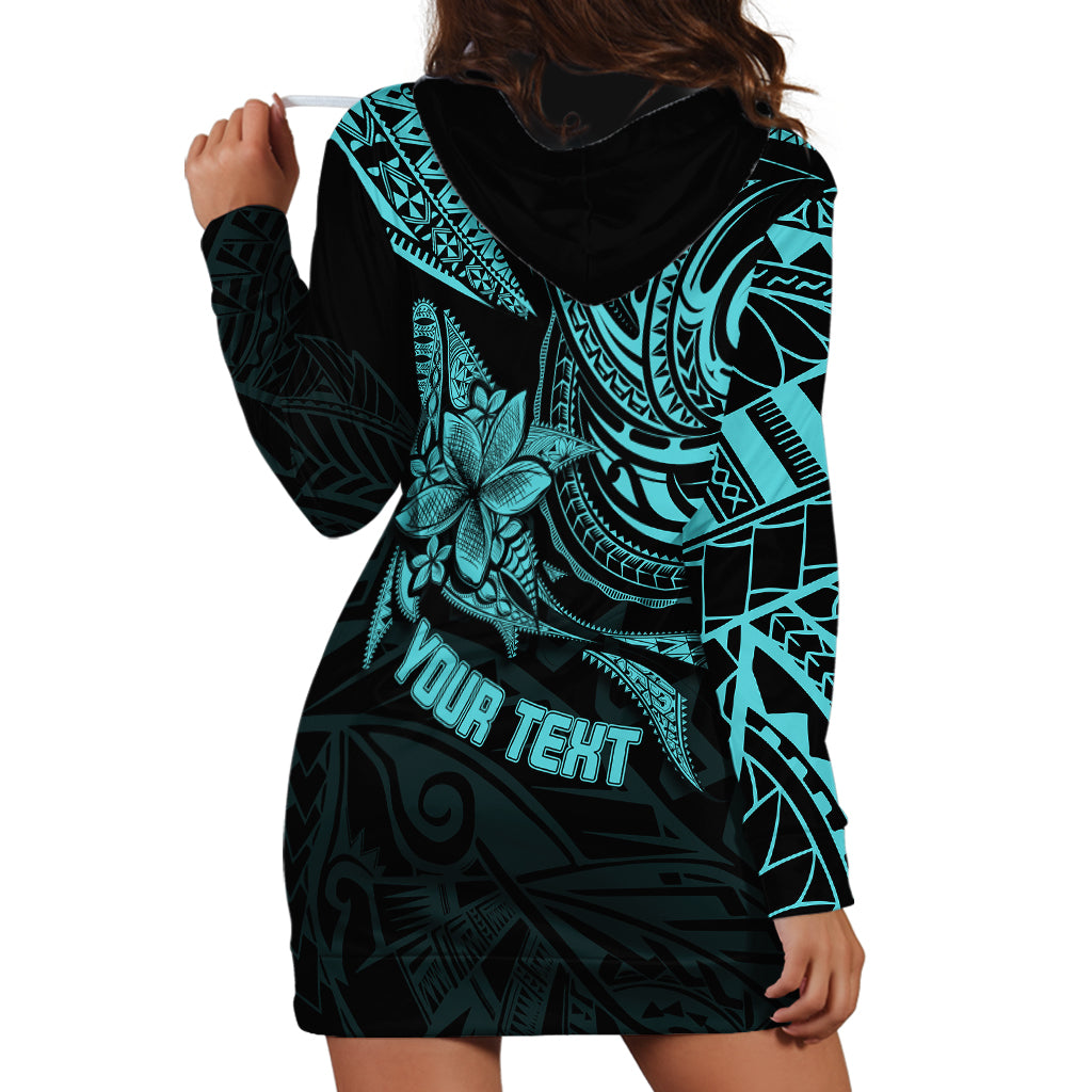 Personalised Father's Day Polynesian Hoodie Dress Best Dad Ever - Turquoise - Wonder Print Shop