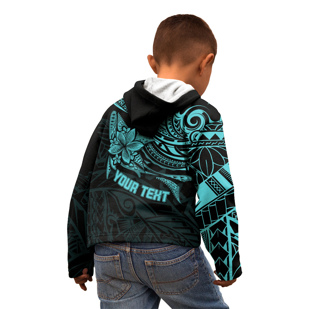 Personalised Father's Day Polynesian Kid Hoodie Best Dad Ever - Turquoise - Wonder Print Shop