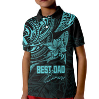 Custom Fathers Day Polynesian Polo Shirt for Kid Best Dad Ever Turquoise - Wonder Print Shop