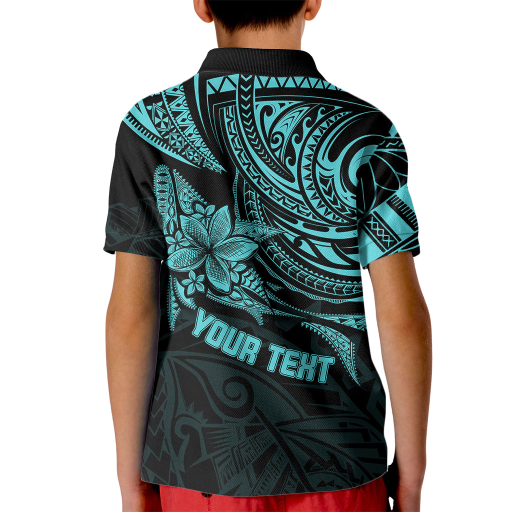 Custom Fathers Day Polynesian Polo Shirt for Kid Best Dad Ever Turquoise - Wonder Print Shop