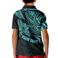 Custom Fathers Day Polynesian Polo Shirt for Kid Best Dad Ever Turquoise - Wonder Print Shop