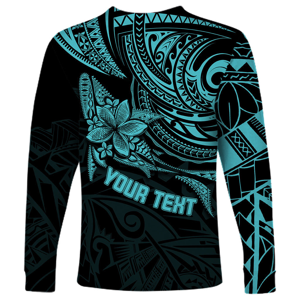 Personalised Father's Day Polynesian Long Sleeve Shirt Best Dad Ever - Turquoise - Wonder Print Shop