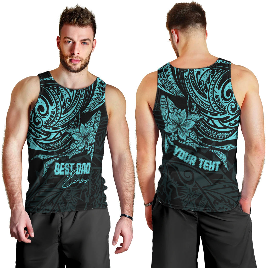 personalised-fathers-day-polynesian-men-tank-top-best-dad-ever-turquoise