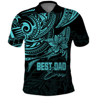 Custom Fathers Day Polynesian Polo Shirt Best Dad Ever Turquoise - Wonder Print Shop