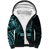 Personalised Father's Day Polynesian Sherpa Hoodie Best Dad Ever - Turquoise - Wonder Print Shop