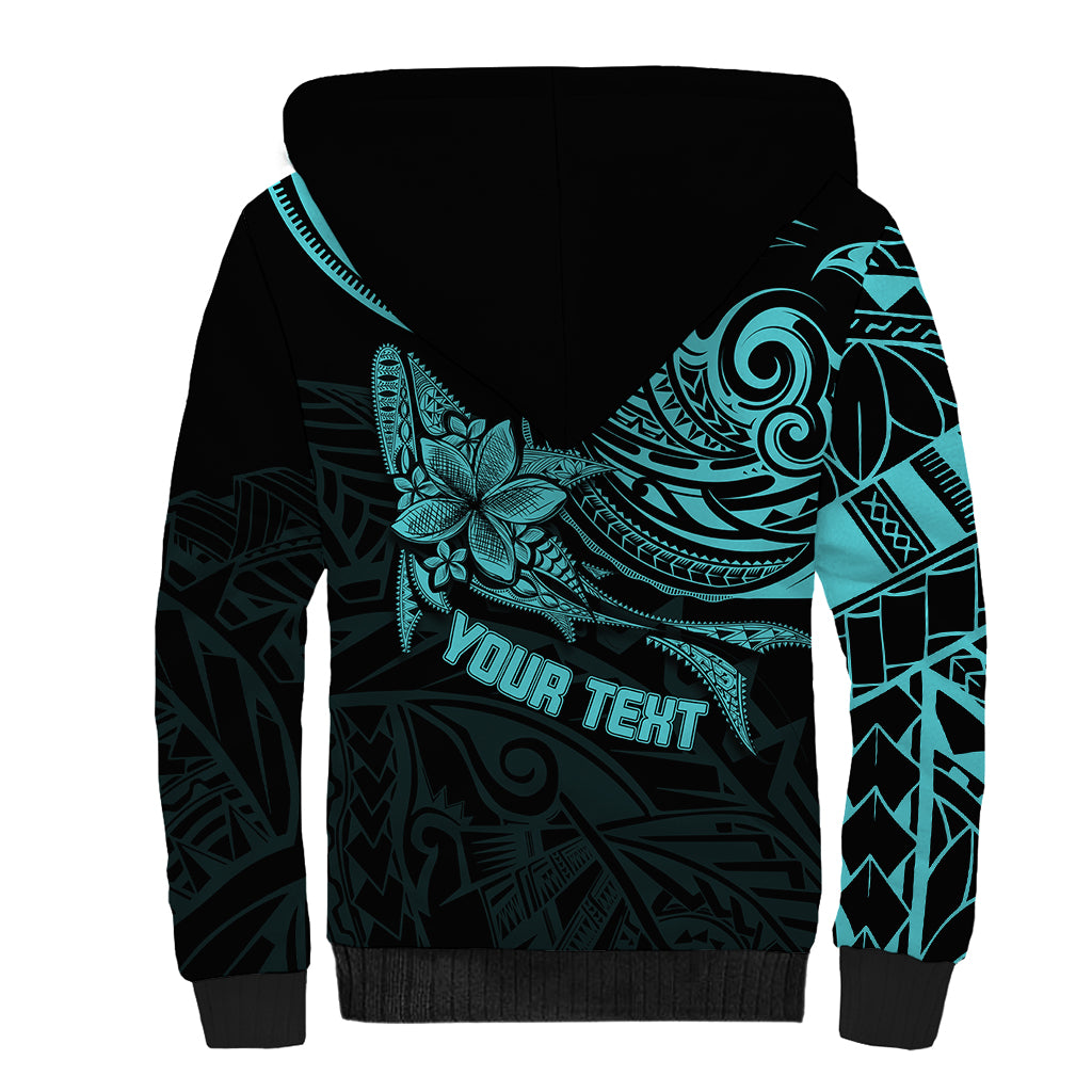 Personalised Father's Day Polynesian Sherpa Hoodie Best Dad Ever - Turquoise - Wonder Print Shop