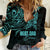 Personalised Father's Day Polynesian Women Casual Shirt Best Dad Ever - Turquoise - Wonder Print Shop
