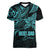 Personalised Father's Day Polynesian Women V Neck T Shirt Best Dad Ever - Turquoise - Wonder Print Shop