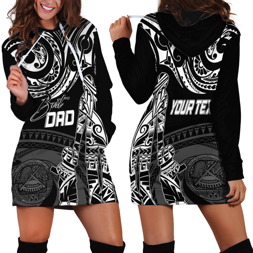 Personalised Father's Day American Samoa Hoodie Dress Polynesian Dad & Kid - Wonder Print Shop