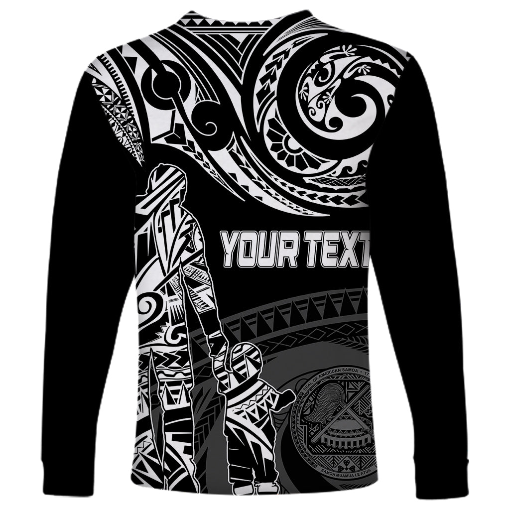 Personalised Father's Day American Samoa Long Sleeve Shirt Polynesian Dad & Kid - Wonder Print Shop