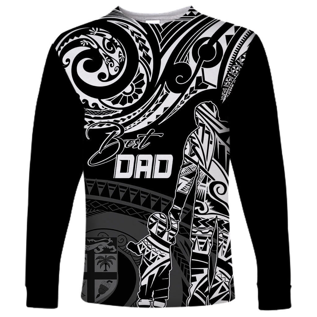 Personalised Father's Day Fiji Long Sleeve Shirt Polynesian Dad & Kid - Wonder Print Shop