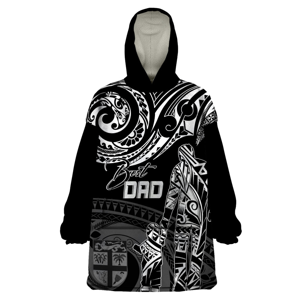 Personalised Father's Day Fiji Wearable Blanket Hoodie Polynesian Dad & Kid - Wonder Print Shop