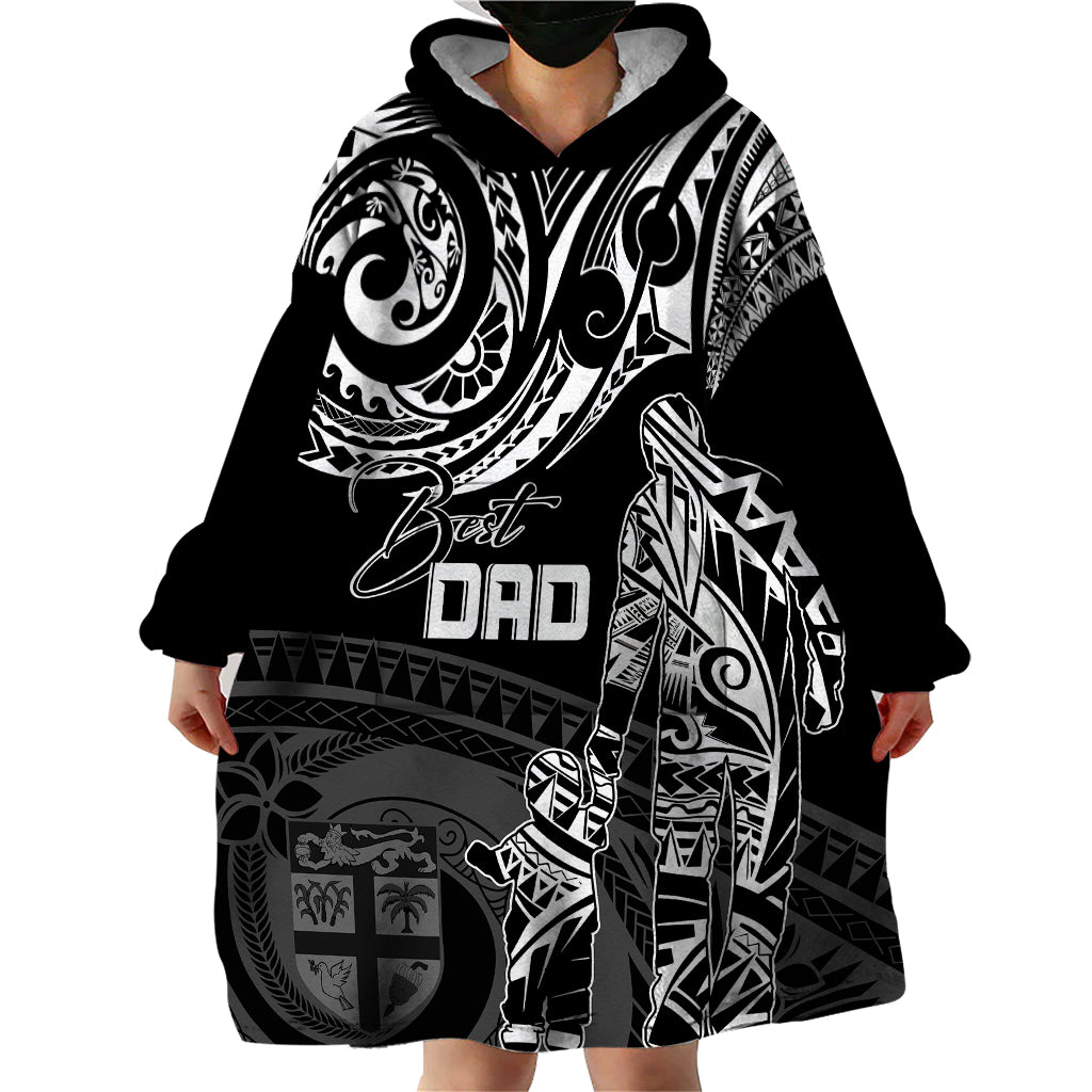 Personalised Father's Day Fiji Wearable Blanket Hoodie Polynesian Dad & Kid - Wonder Print Shop