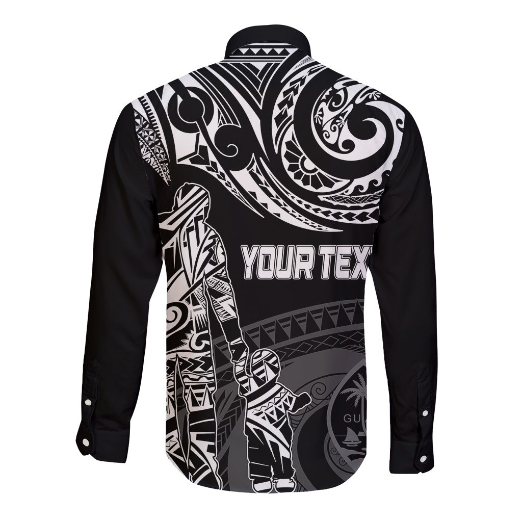 Personalised Father's Day Guam Long Sleeve Button Shirt Polynesian Dad & Kid - Wonder Print Shop
