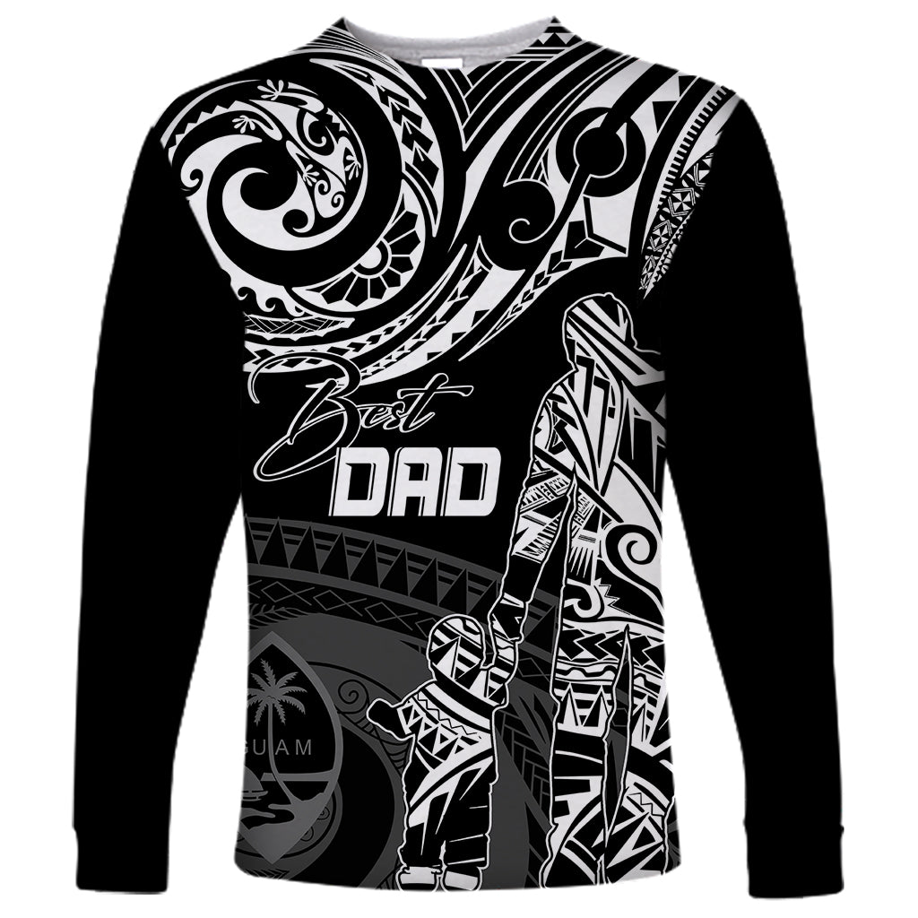 Personalised Father's Day Guam Long Sleeve Shirt Polynesian Dad & Kid - Wonder Print Shop