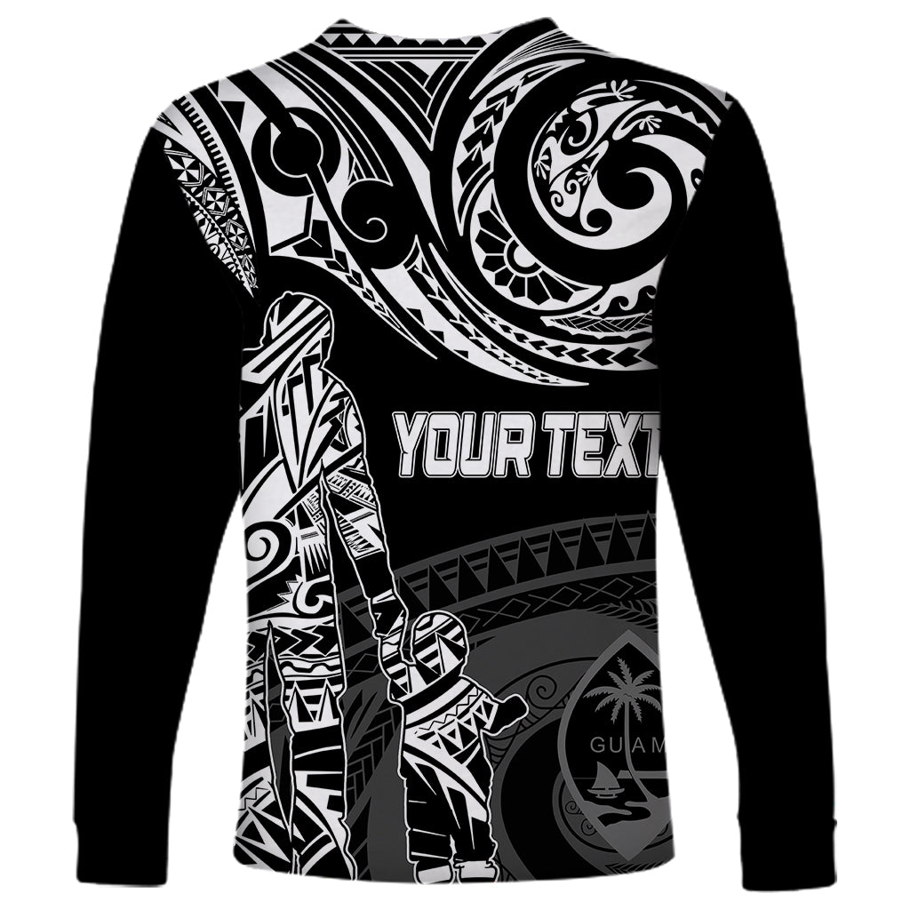 Personalised Father's Day Guam Long Sleeve Shirt Polynesian Dad & Kid - Wonder Print Shop