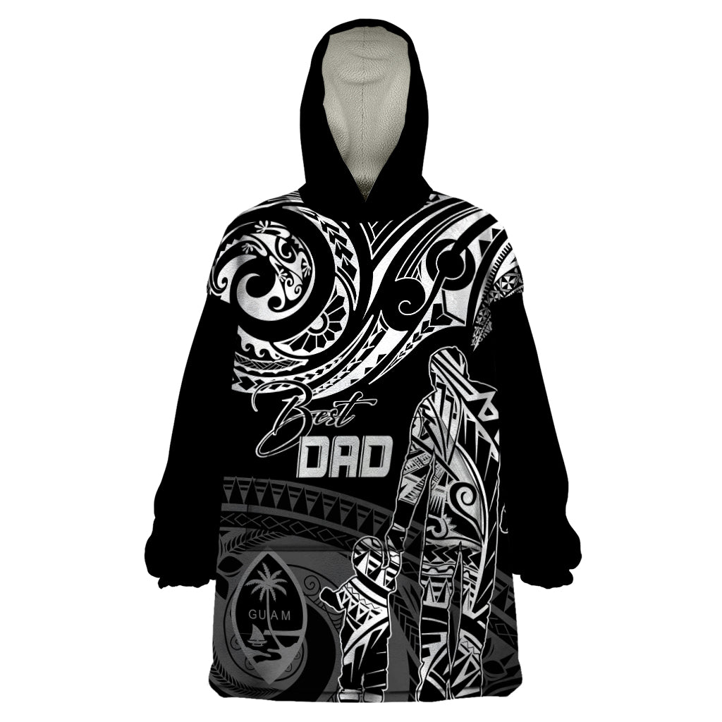 Personalised Father's Day Guam Wearable Blanket Hoodie Polynesian Dad & Kid - Wonder Print Shop