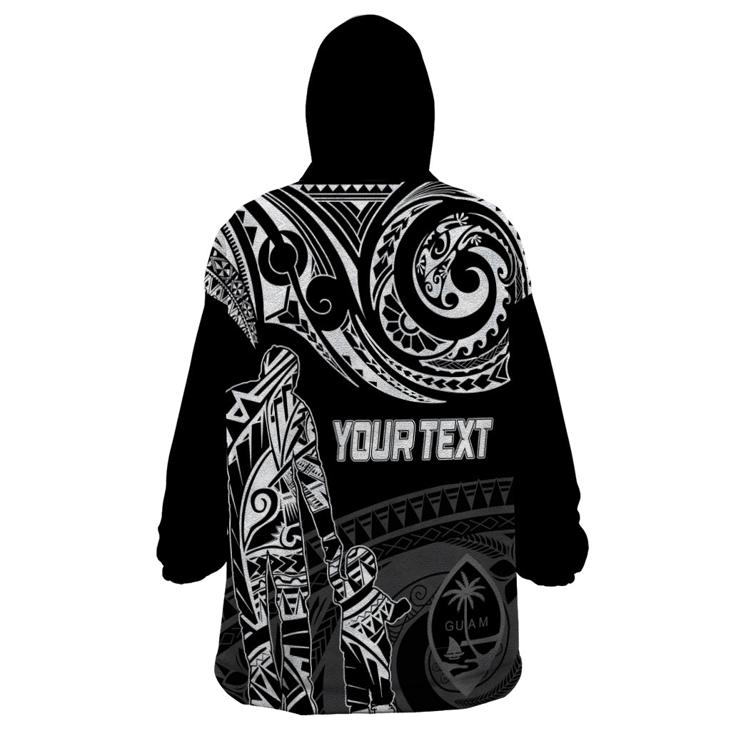Personalised Father's Day Guam Wearable Blanket Hoodie Polynesian Dad & Kid - Wonder Print Shop