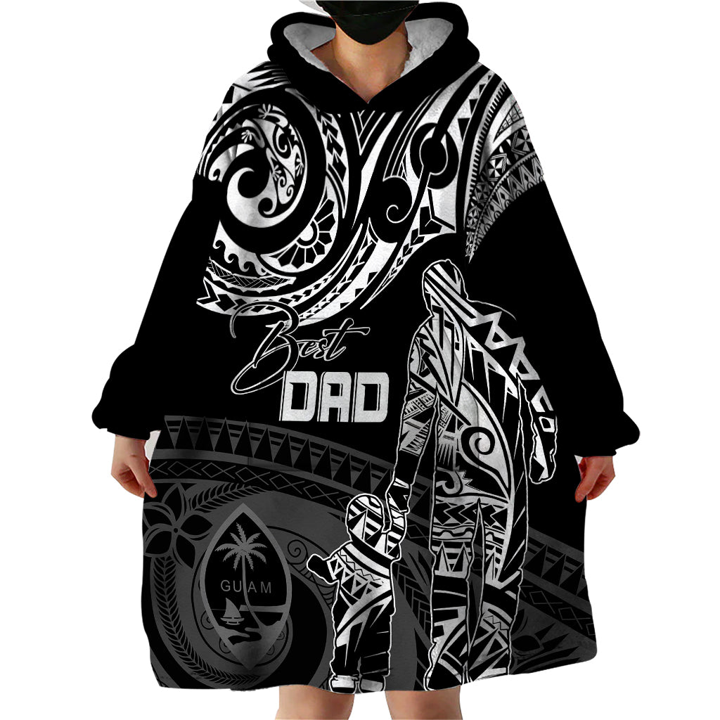 Personalised Father's Day Guam Wearable Blanket Hoodie Polynesian Dad & Kid - Wonder Print Shop