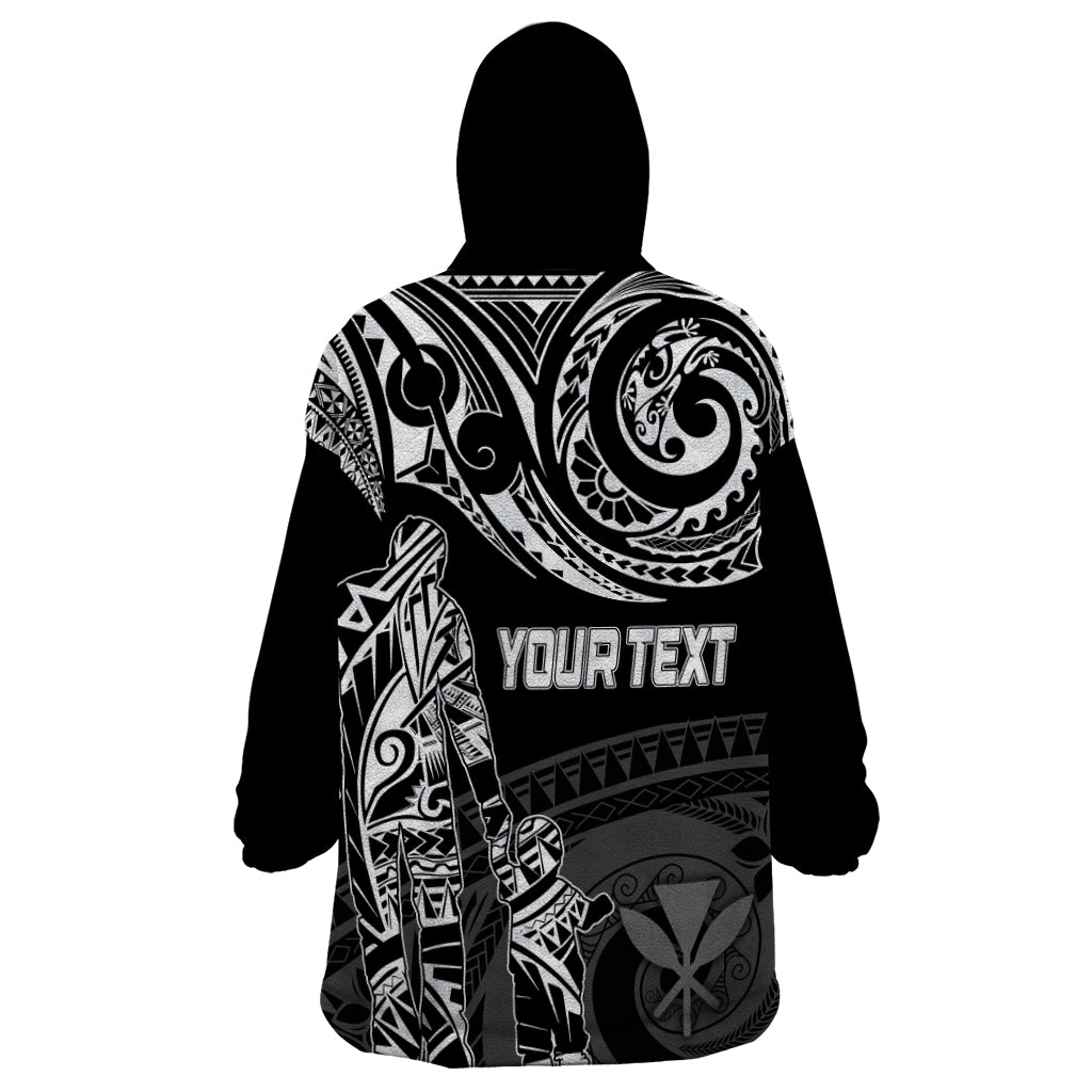 Personalised Father's Day Kanaka Hawaii Wearable Blanket Hoodie Polynesian Dad & Kid - Wonder Print Shop
