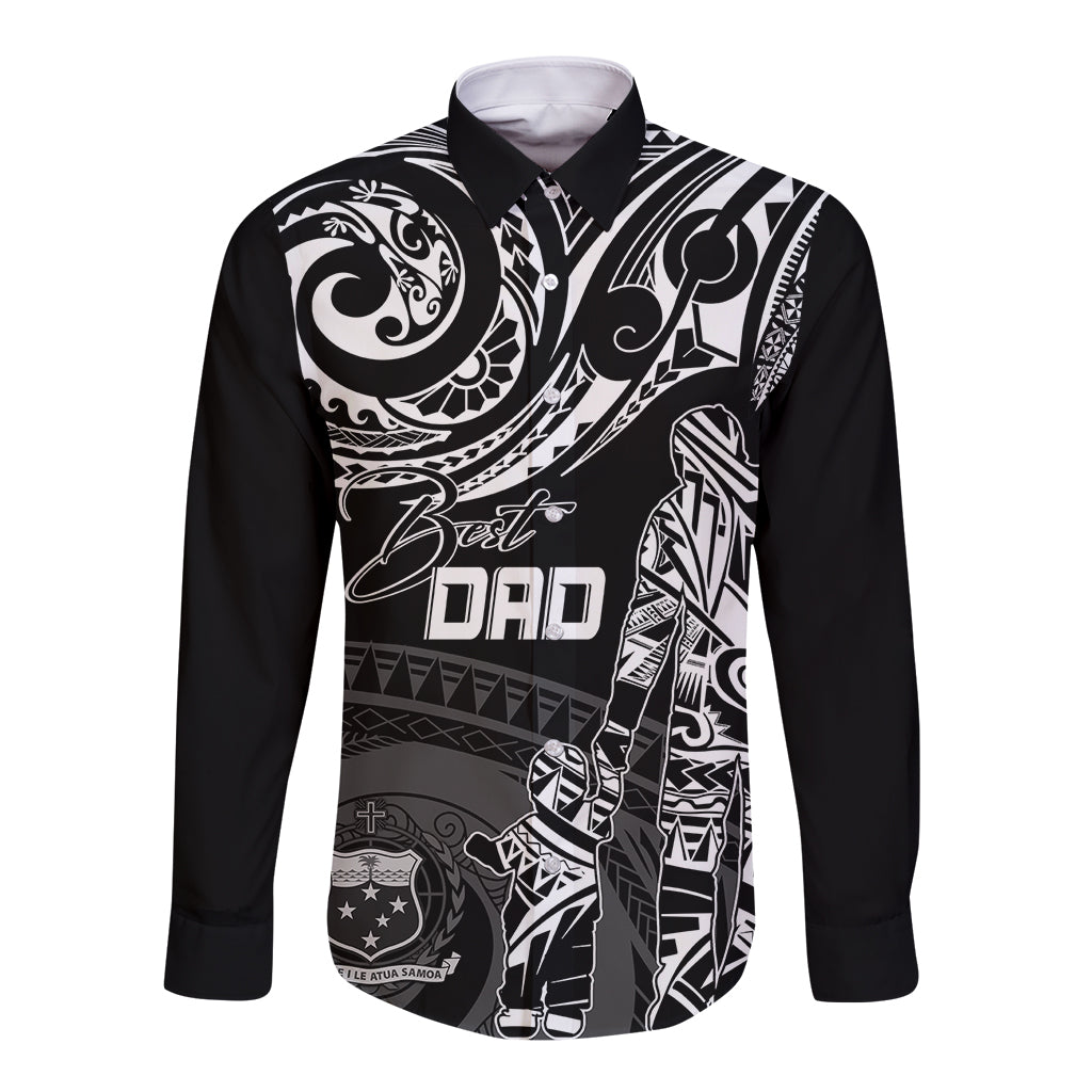 Personalised Father's Day Samoa Long Sleeve Button Shirt Polynesian Dad & Kid - Wonder Print Shop