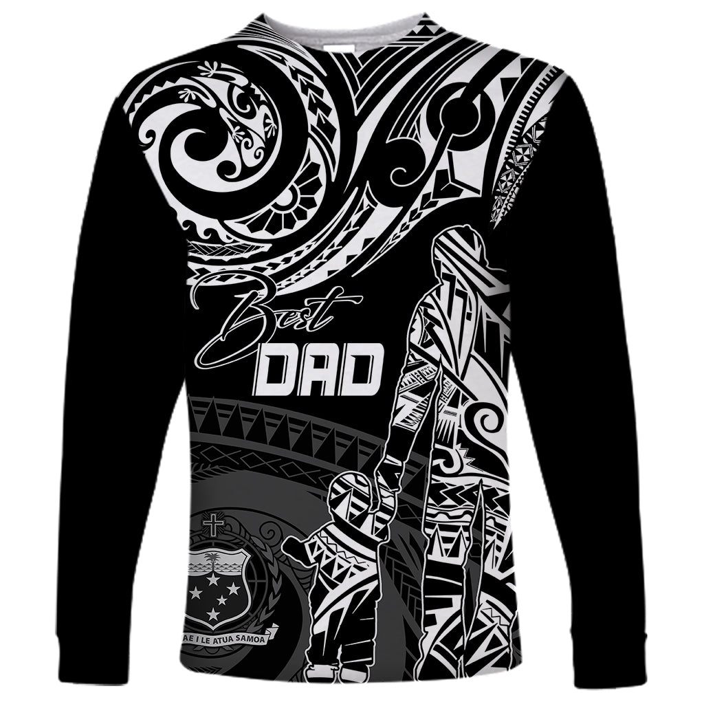 Personalised Father's Day Samoa Long Sleeve Shirt Polynesian Dad & Kid - Wonder Print Shop