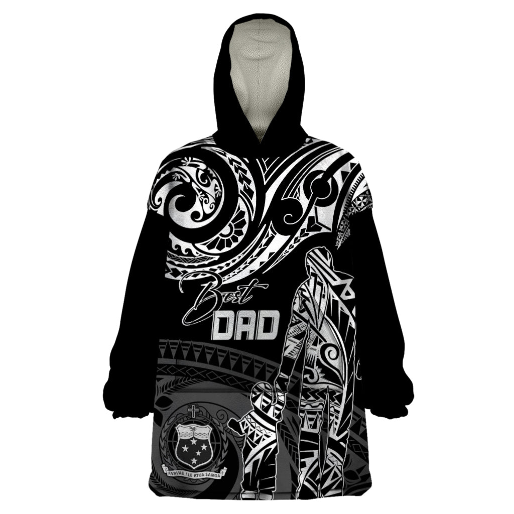 Personalised Father's Day Samoa Wearable Blanket Hoodie Polynesian Dad & Kid - Wonder Print Shop