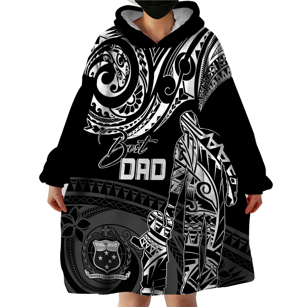 Personalised Father's Day Samoa Wearable Blanket Hoodie Polynesian Dad & Kid - Wonder Print Shop
