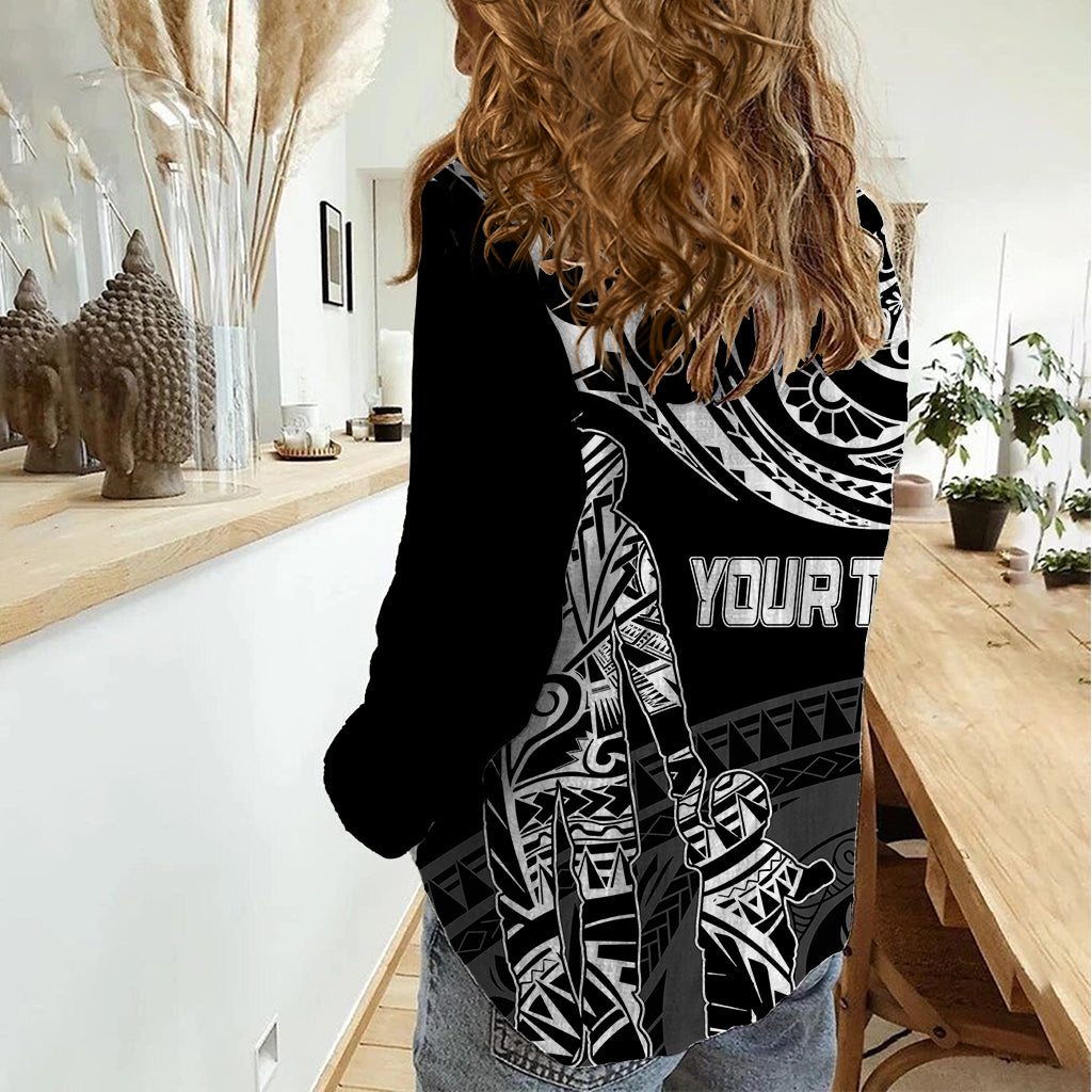 Personalised Father's Day Samoa Women Casual Shirt Polynesian Dad & Kid - Wonder Print Shop