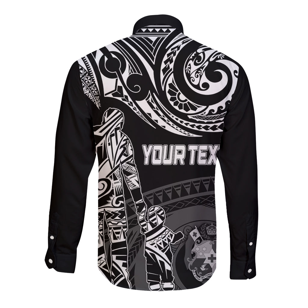 Personalised Father's Day Tonga Long Sleeve Button Shirt Polynesian Dad & Kid - Wonder Print Shop