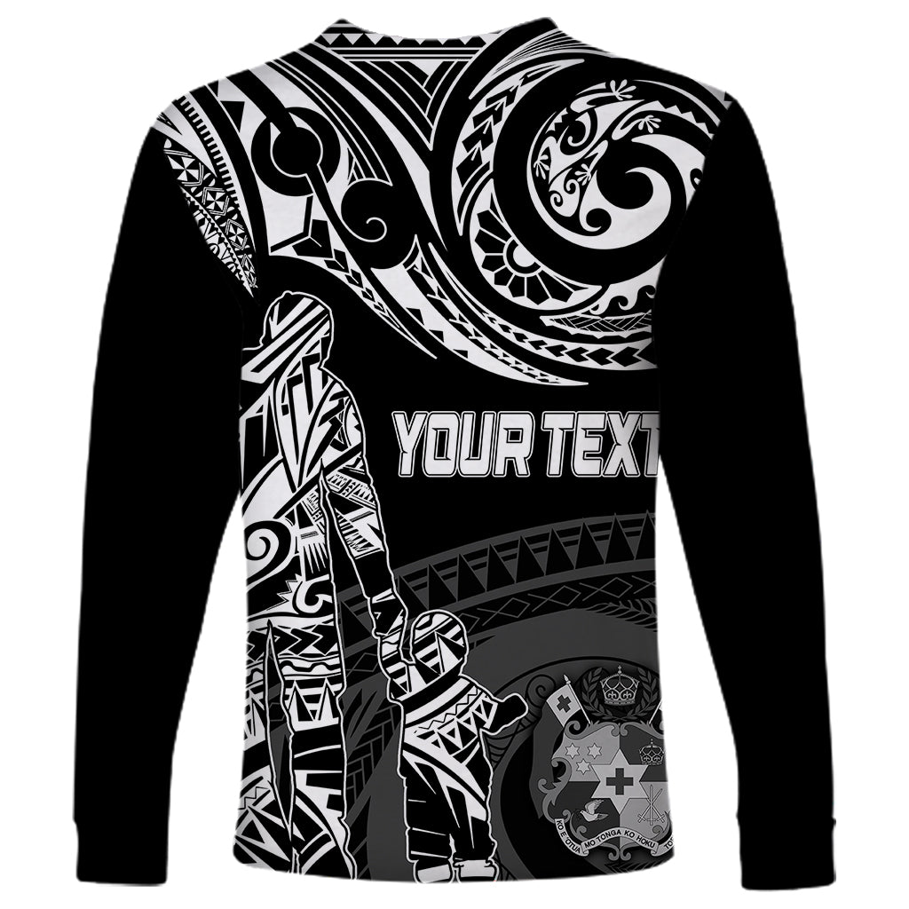 Personalised Father's Day Tonga Long Sleeve Shirt Polynesian Dad & Kid - Wonder Print Shop