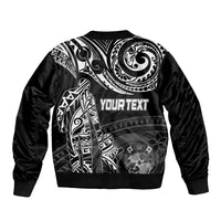 Personalised Father's Day Tonga Sleeve Zip Bomber Jacket Polynesian Dad & Kid - Wonder Print Shop