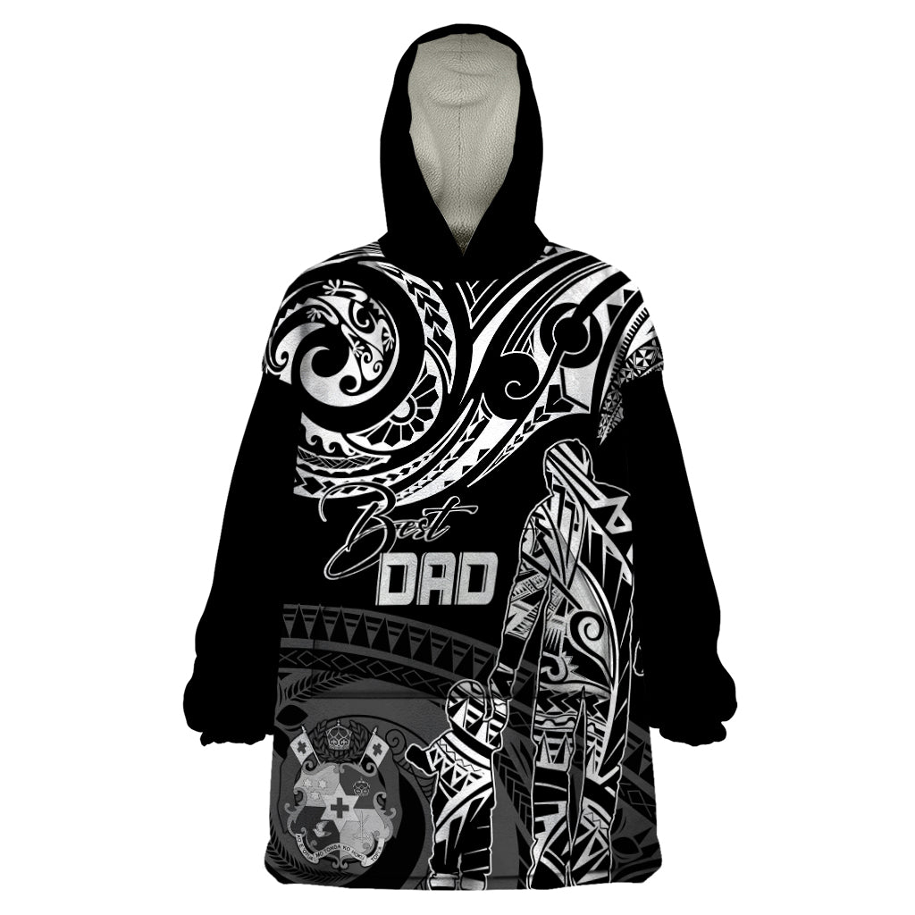 Personalised Father's Day Tonga Wearable Blanket Hoodie Polynesian Dad & Kid - Wonder Print Shop