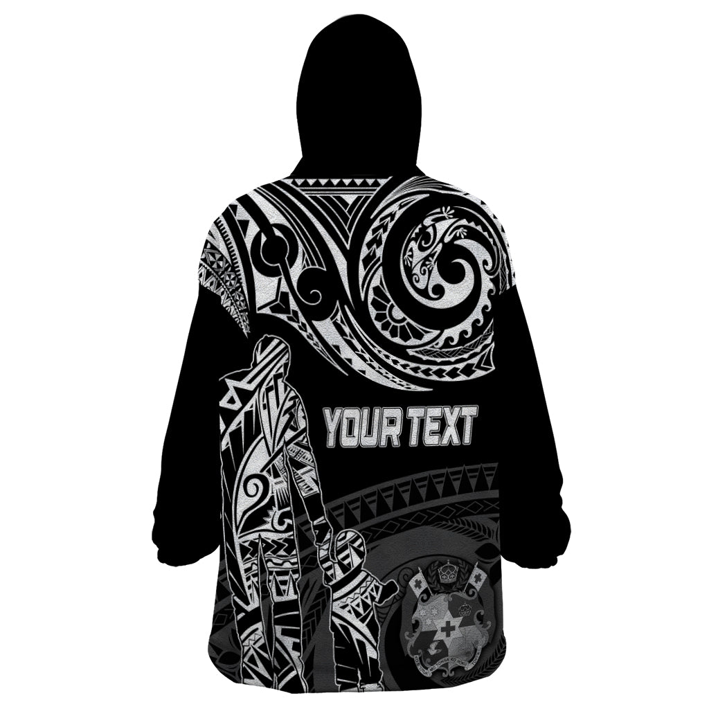 Personalised Father's Day Tonga Wearable Blanket Hoodie Polynesian Dad & Kid - Wonder Print Shop