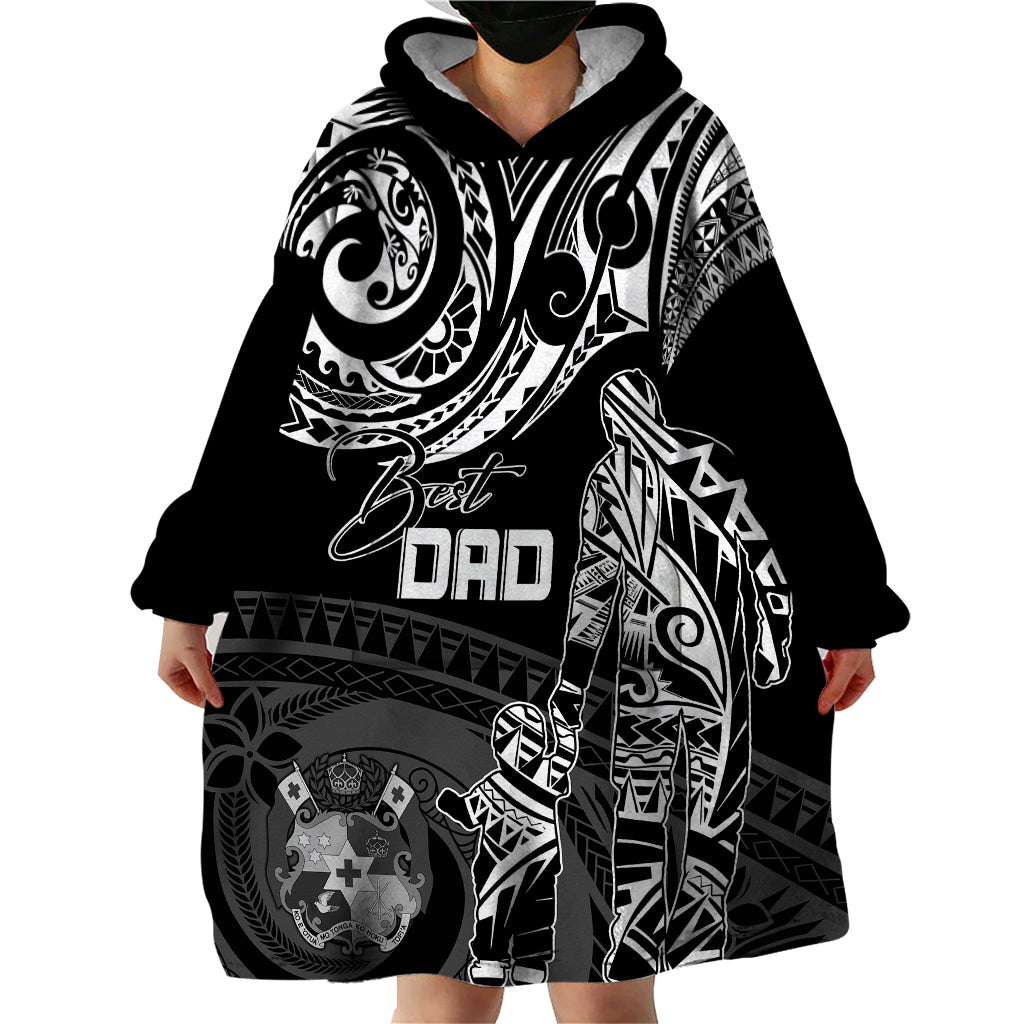 Personalised Father's Day Tonga Wearable Blanket Hoodie Polynesian Dad & Kid - Wonder Print Shop