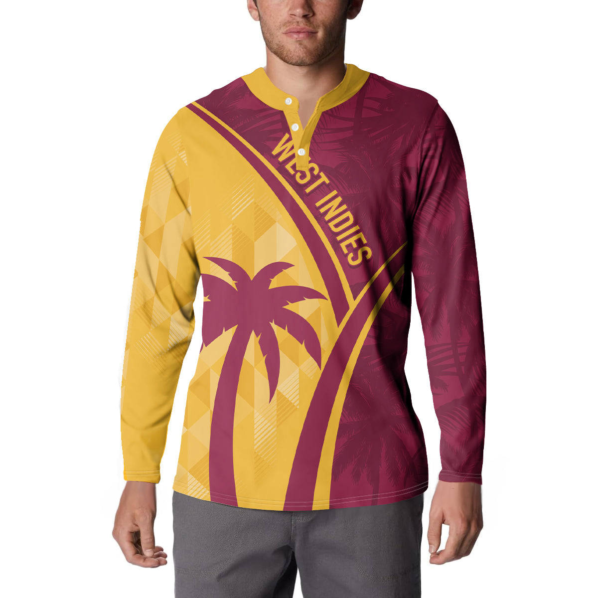 West Indies Cricket World Cup 2024 Button Sweatshirt Tropical Style LT7 - Wonder Print Shop