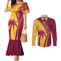 West Indies Cricket World Cup 2024 Couples Matching Mermaid Dress and Long Sleeve Button Shirt Tropical Style