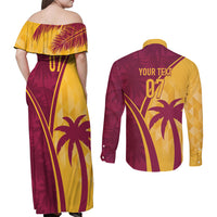 West Indies Cricket World Cup 2024 Couples Matching Off Shoulder Maxi Dress and Long Sleeve Button Shirt Tropical Style LT7 - Wonder Print Shop