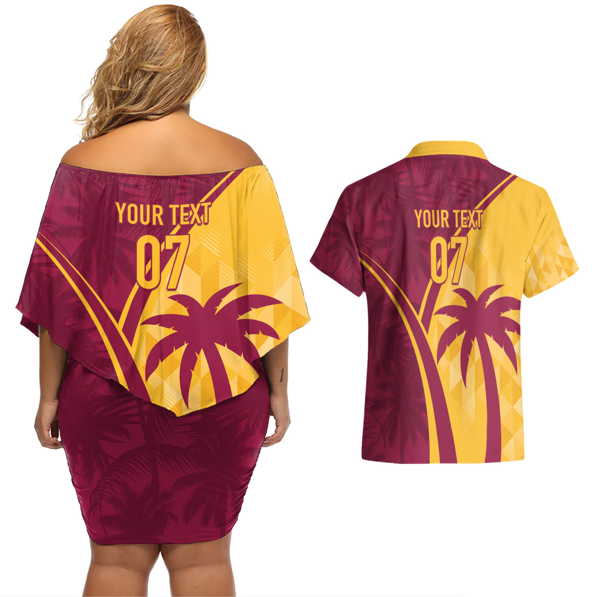 West Indies Cricket World Cup 2024 Couples Matching Off Shoulder Short Dress and Hawaiian Shirt Tropical Style LT7 - Wonder Print Shop