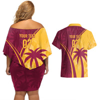 West Indies Cricket World Cup 2024 Couples Matching Off Shoulder Short Dress and Hawaiian Shirt Tropical Style LT7 - Wonder Print Shop